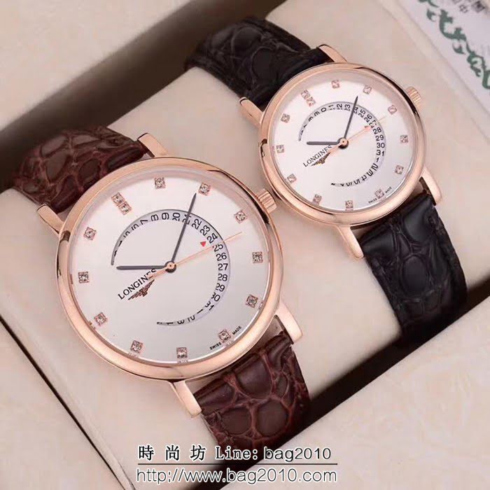 LONGINES浪琴 精鋼表殼 石英機芯 情侶對表 WSS0352